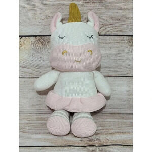 Living Textiles Plush Kenzie Unicorn Stuffed Animal Knit Toy Rattle 16"